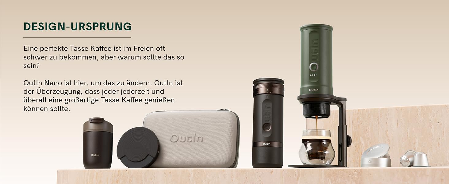 Портативна кавомашина OutIn Nano: для кави з мелених зерен та NS-капсул, USB-C, сірий Space Grey