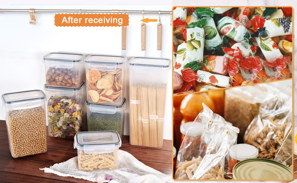 Набір контейнерів для зберігання Heucheey 25 шт. - Органайзер для кухні, контейнери для продуктів з кришкою, ємності для зберігання, мірна ложка, маркер, наклейки, щітка-губка