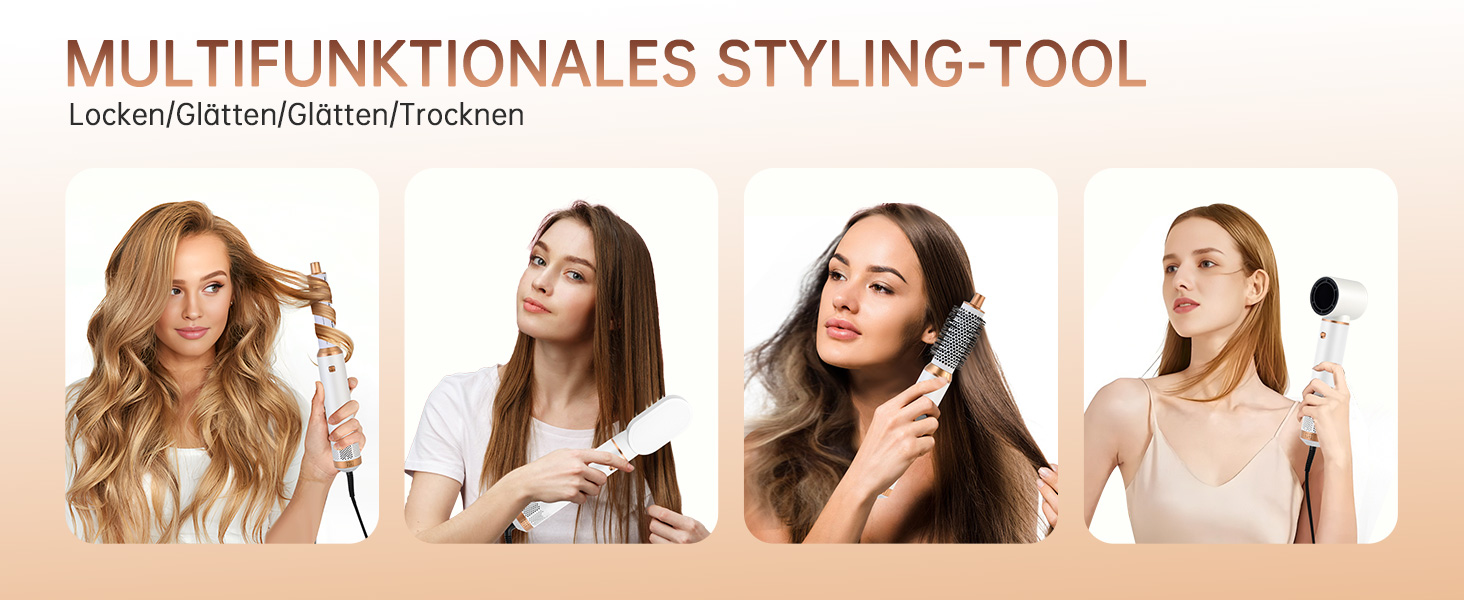 Airstyler 5 в 1 1000W з насадками для укладки, випрямлення та завивки волосся - білий
