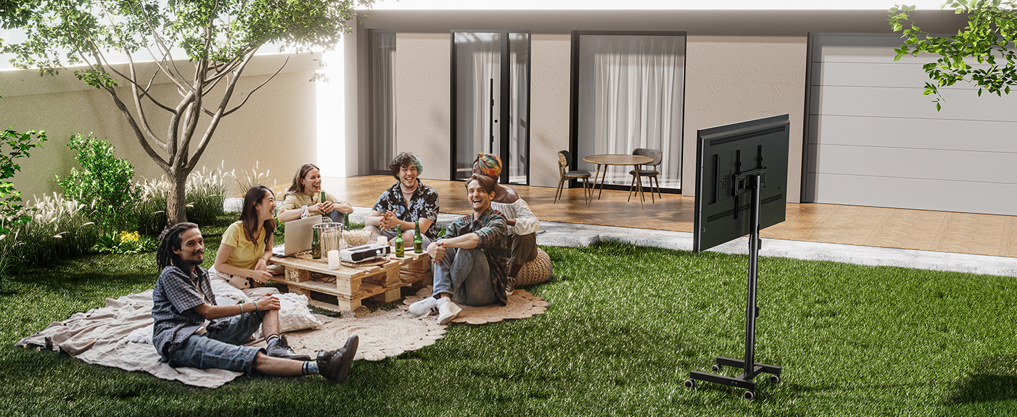 Мобільний підставка для телевізора на колесах FORGING MOUNT, 23-60 дюймів, регулювання висоти та нахилу, VESA 400x400, до 40 кг