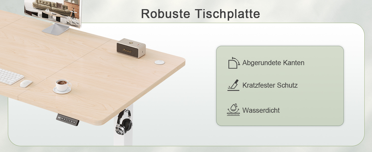 Регульований стіл JUMMICO 160 x 70 см з USB-портом для зарядки, електричний, стоячий/сидячий, бежевий