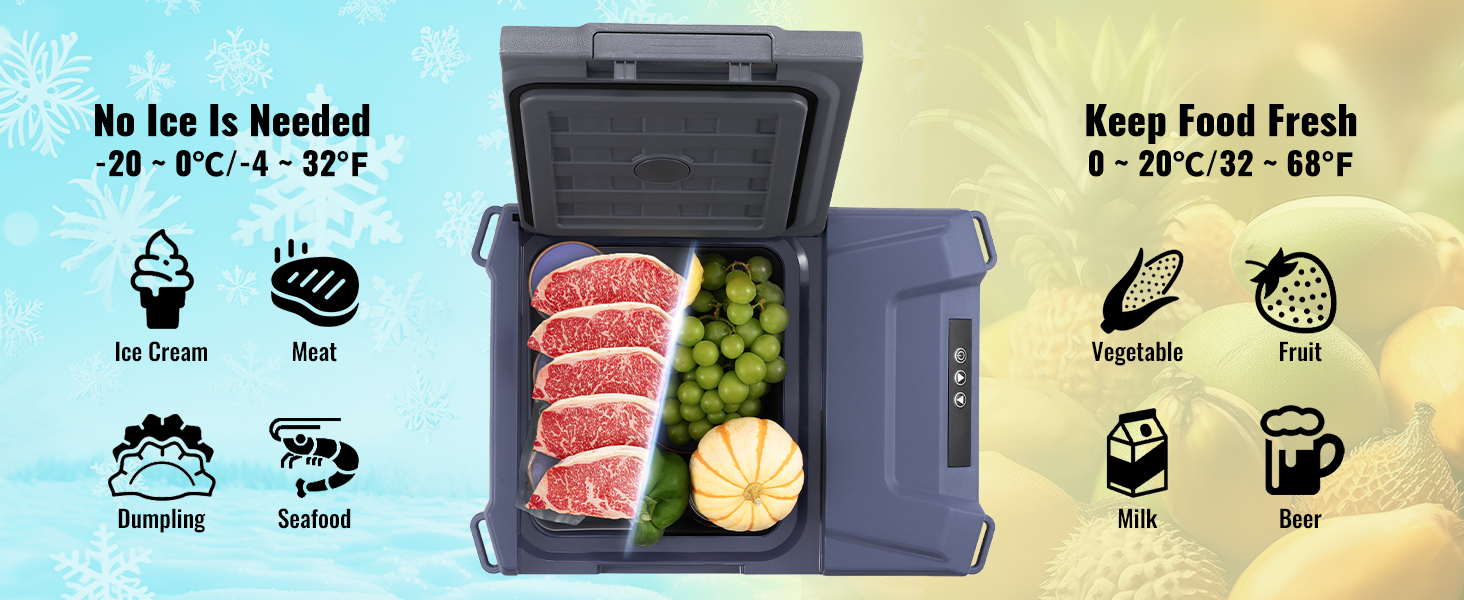 Автохолодильник VEVOR 12V/24V/220V 9л компресорний: для кемпінгу, авто, подорожей (-20°C ~ +20°C)