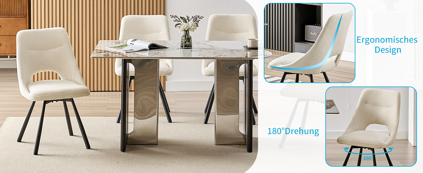 Обідні крісла поворотні, комплект 2 шт., матеріал - кашмір-бавовна, чорні металеві ніжки, для кухні, вітальні, їдальні (Бежевий)