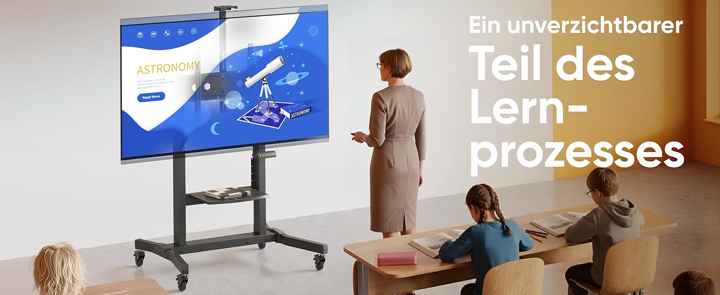 ONKRON Телевізійна тумба на колесах для телевізорів 50-100 дюймів, електрична, з підйомом, max 130 кг, VESA 1000x600, чорна TS1991E-B