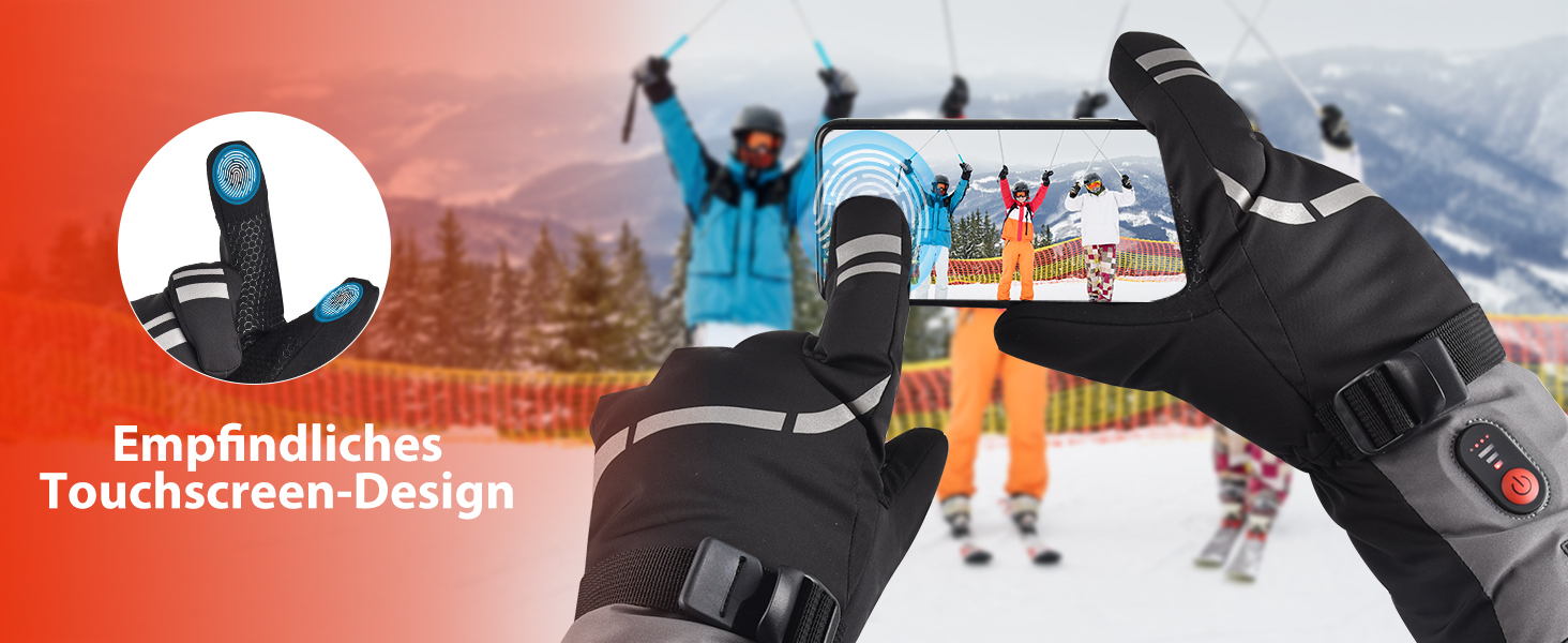 Гріючі рукавички з акумулятором 7.4V 6400mAh USB, 3 режими нагріву, водонепроникні рукавички з підігрівом для зимових видів спорту, катання на лижах, мотоциклі, велосипеді та піших прогулянок