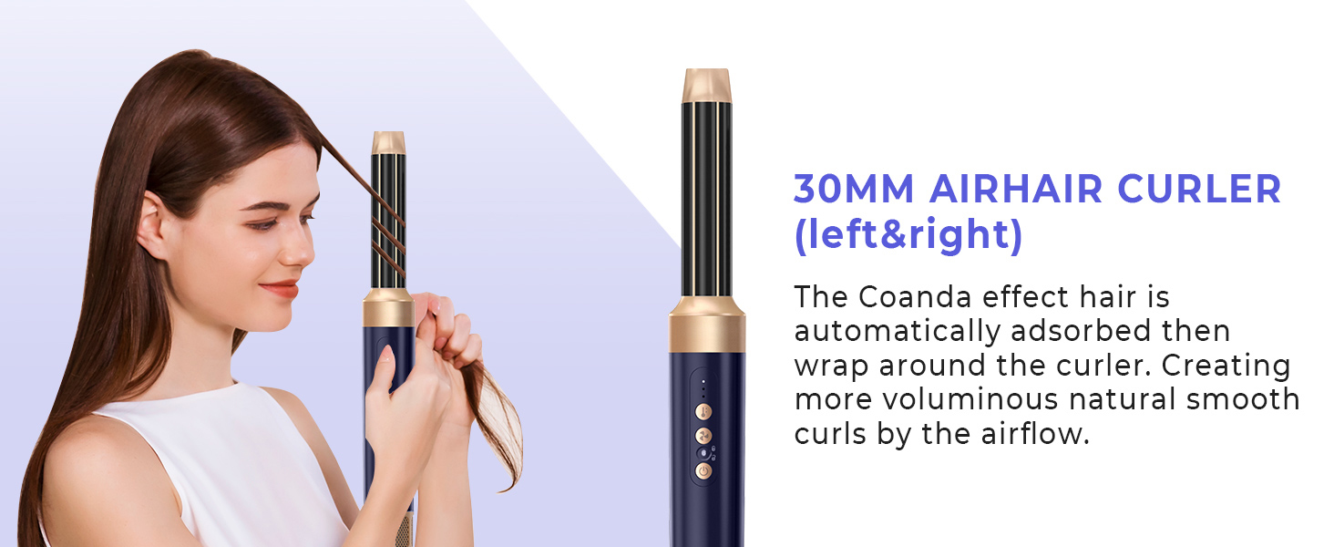 UKLISS Airstyler Pro 7-в-1: Фен-щітка з дифузором, 1400 Вт, 110000 об/хв для сушіння, завивки та випрямлення волосся (фіолетовий)