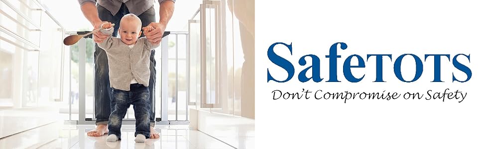 Захисні сходи для дітей Safetots Druckmontage, самозакривне, білі, 68.5-75 см. Бар'єр безпеки для малюків, легкий монтаж.