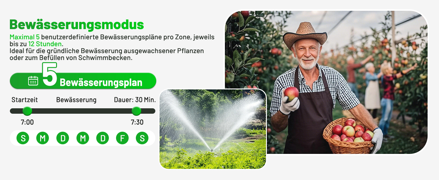 Розумний таймер для поливу GardenLife з Wi-Fi, 4 канали, керування через додаток та голосові команди, 5 програм поливу для газону та саду