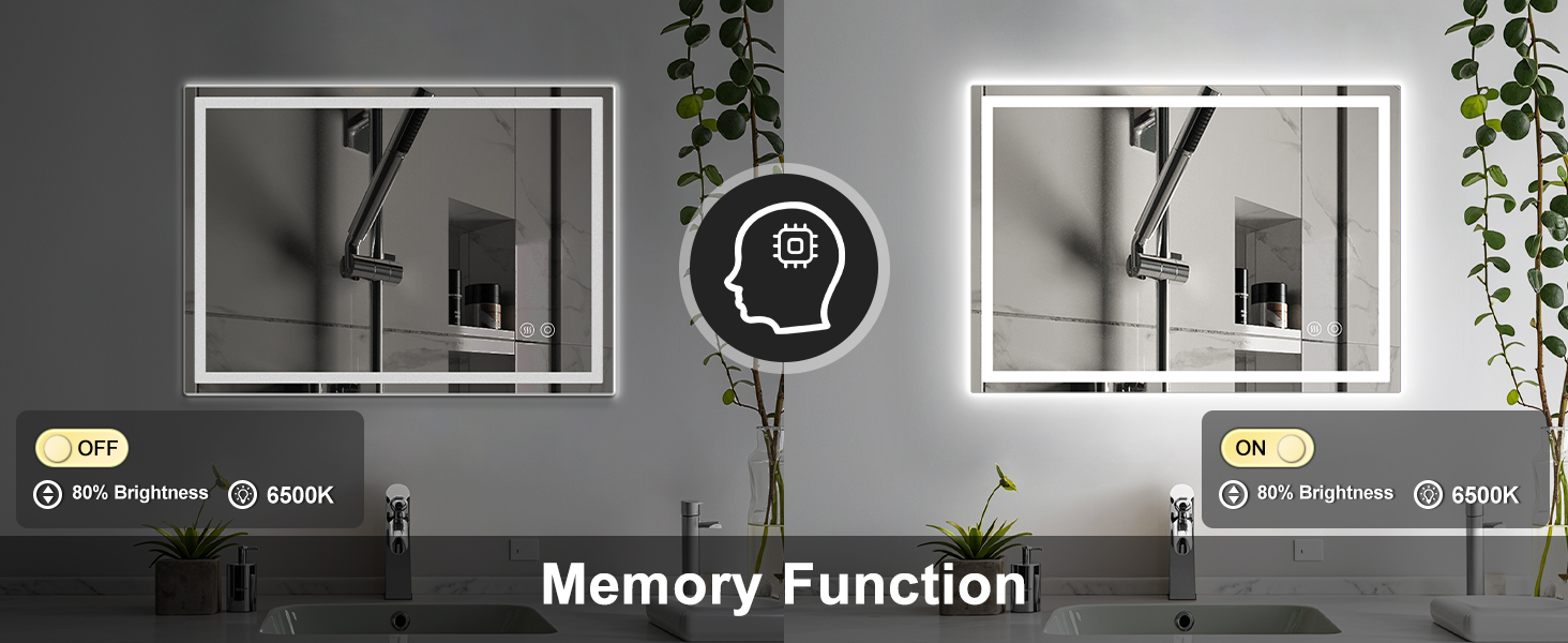 Дзеркало для ванної кімнати Habison з підсвічуванням LED, 50x70 см, сенсорне керування, регулювання яскравості, 3 колірні температури, функція пам'яті, антизапар, без Bluetooth