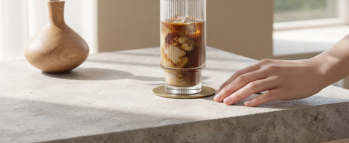 Набір склянок для коктейлів 4 шт. 300 мл рифлені - Gin, Longdrink, Matcha - склянки з трубочками