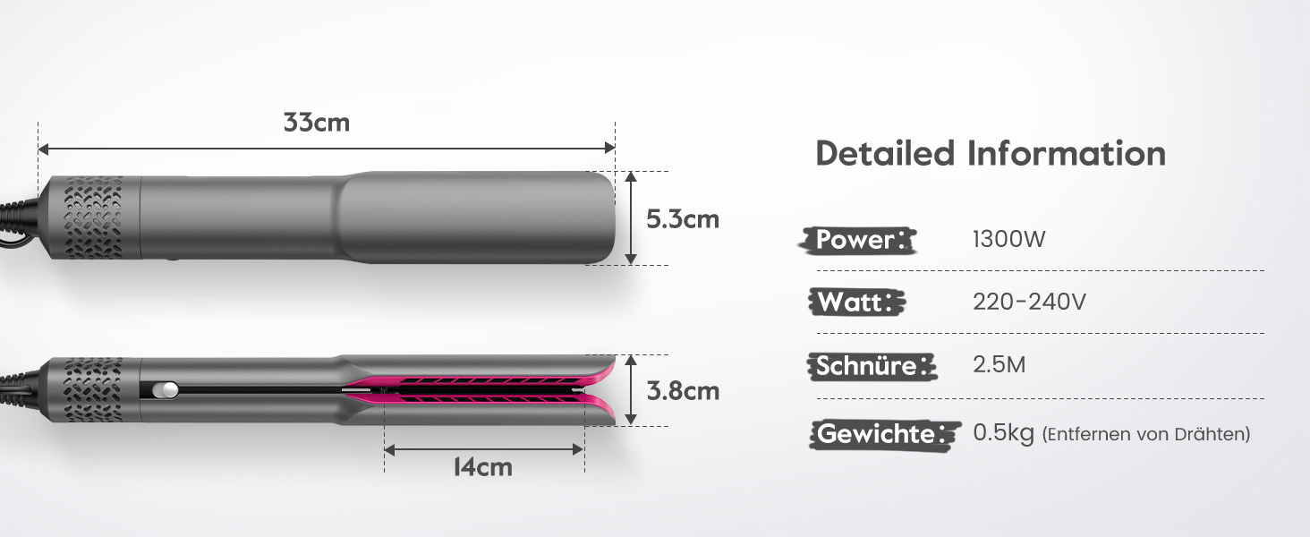 slopehill Air Haarglätter 2026 - Іонний випрямляч для волосся з повітряним потоком 1300W (Срібний)