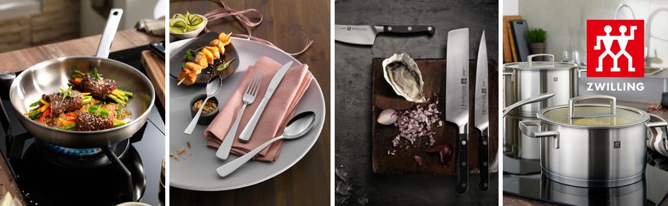 Набір каструль ZWILLING Quadro 5-ти з нержавіючої сталі, без покриття, 4 скляні кришки, підходить для індукційних плит