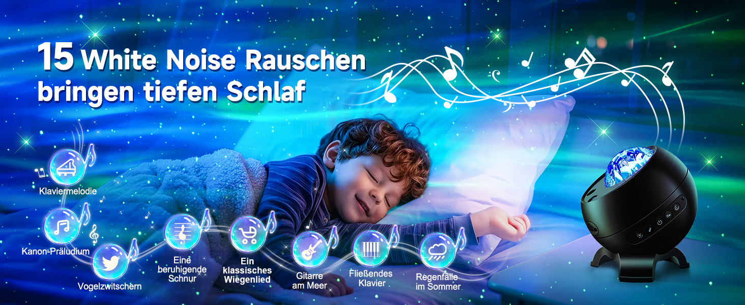 Проектор зоряного неба COOLNIGHT: нічник-проектор галактики та північного сяйва (Аврора) з 180 режимами світла, білим шумом та Bluetooth, чорний