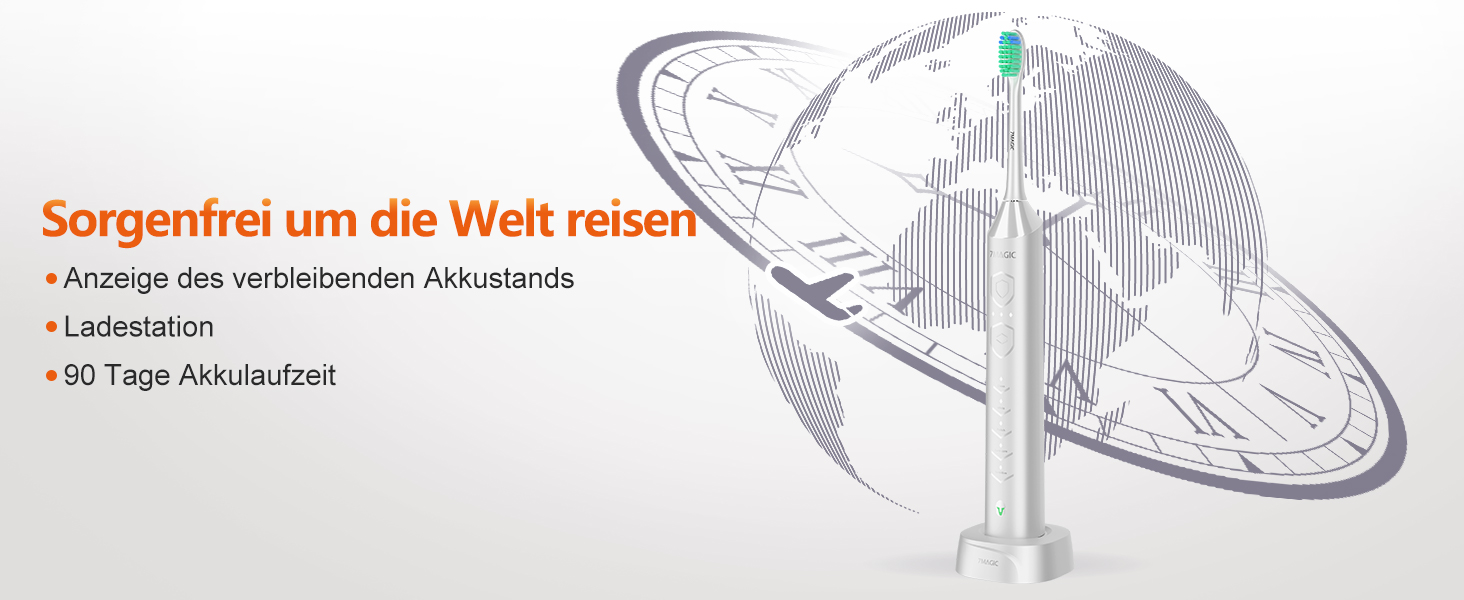 Електрична звукова зубна щітка Ritter Weisse з 5 режимами, таймером та акумулятором на 90 днів