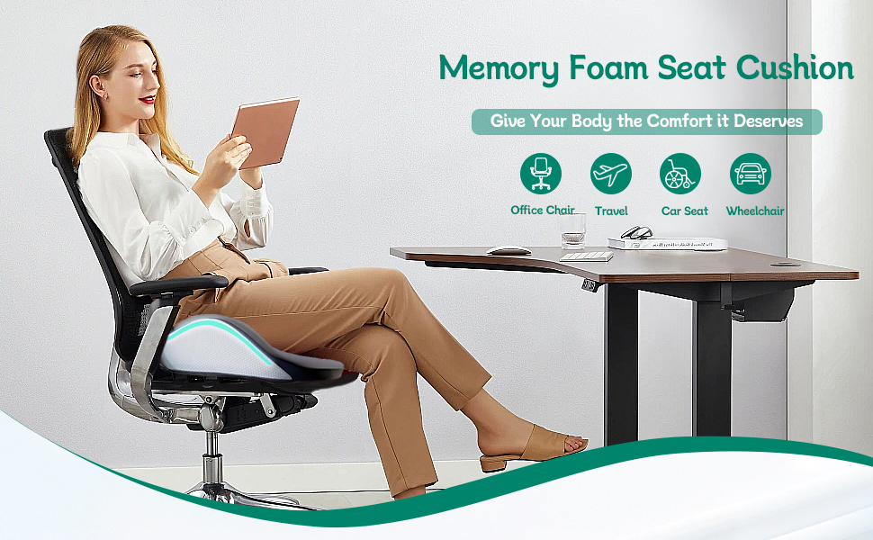 Ортопедична подушка для сидіння, піна пам'яті, для кукси, офісу, дому, авто (чорна). Зменшує біль у кукси та стегна.