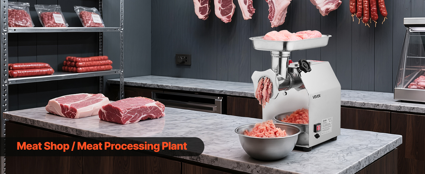 Електрична м'ясоподрібнювач VEVOR, 850 Вт, 3.2 кг/хв, з лезом та диском, для кухні та ресторану