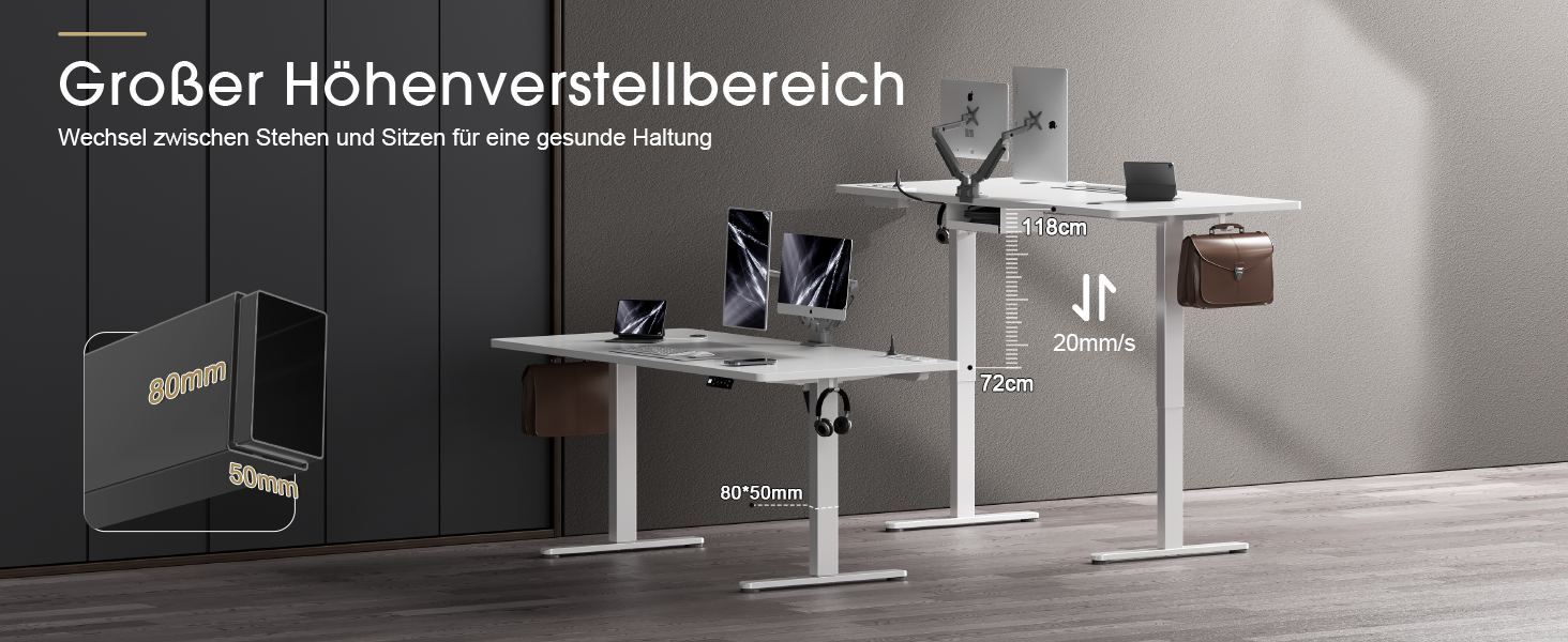 Електричний стіл JUMMICO з регулюванням висоти, бездрожною зарядкою та євро-розеткою USB, 160x80 см (білий)