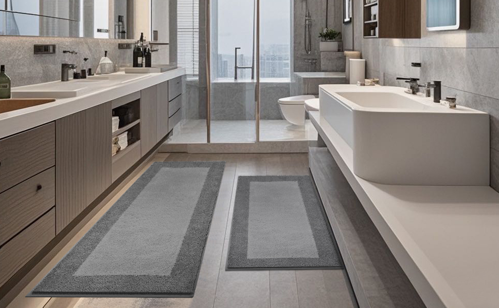 Килимок для ванної кімнати: неслизький, миючий, 50 x 76 см (сірий)