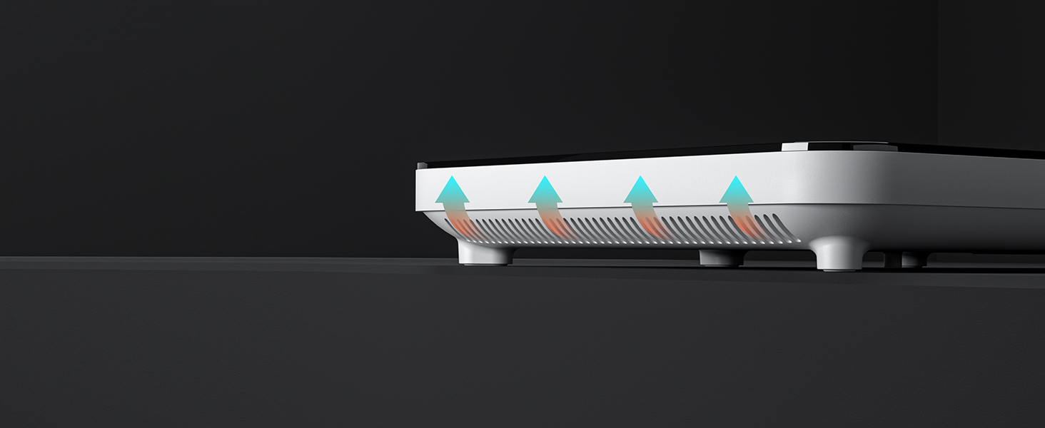 Індукційна плита COOKNANO подвійна 3600W з незалежним керуванням, 20 рівнів потужності та температури, таймер 6 годин, чорна 60x36x5.7 см