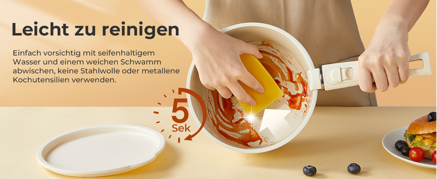 Набір посуду 17 предметів з антипригарним покриттям, індукційний, з керамічним покриттям, сумісний з духовкою, безпечний для миття в посудомийній машині, без PFOA/PFOS