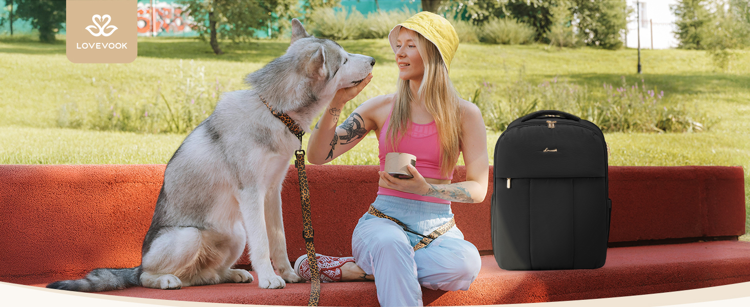 Чорний жіночий рюкзак LOVEVOOK 40L для подорожей з відділенням для ноутбука 17