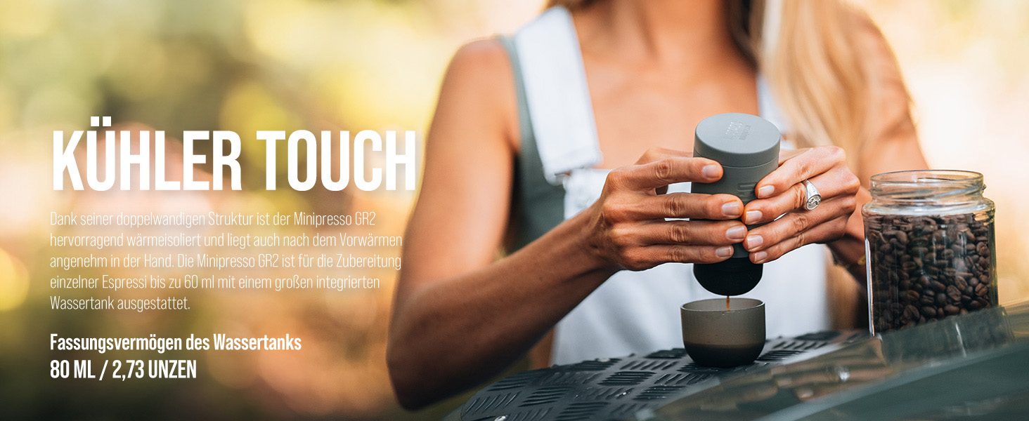 WACACO Minipresso GR2 - портативна кавомашина для кемпінгу (сіро-оливковий)