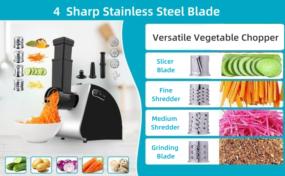 М'ясорубка електрична COOCHEER 2000W з насадками для ковбас, кеббе та овочів, сріблясто-сіра