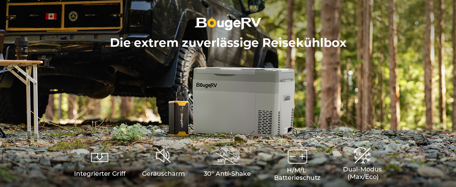 Автохолодильник BougeRV CRPRO Kompressor 29L: -22℃~10℃, 12/24V DC, 110-240V AC. Для авто, кемпінгу, подорожей. Оновлена версія (сірий)