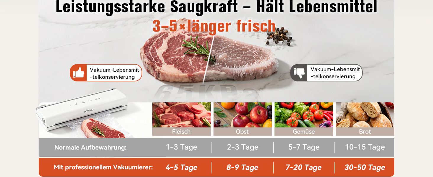 Вакууматор з нержавіючої сталі VS2093: потужність 85 кПа, режими «сухий/вологий», подвійна герметизація, LED-панель, з зовнішнім відсосом та 20 пакетами для кухні та гастрономії