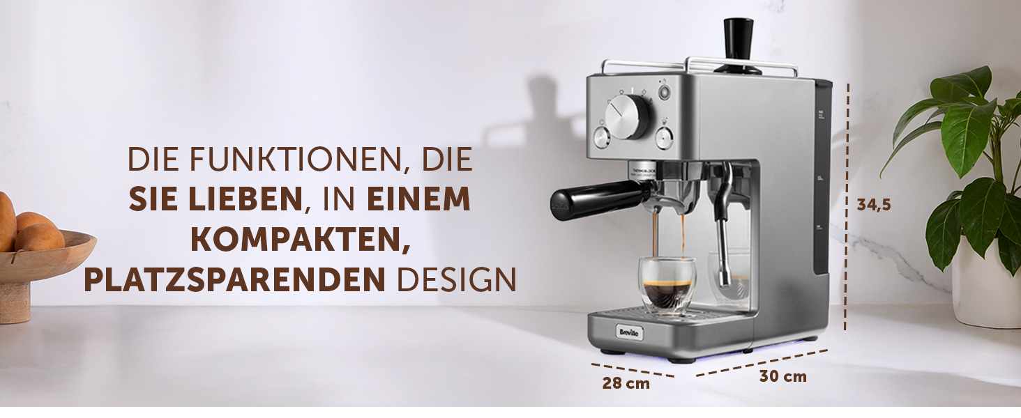 Кавомашина Breville Barista Slim VCF185X с молоковідбійником, 15 бар, срібляста - для капучино та лате
