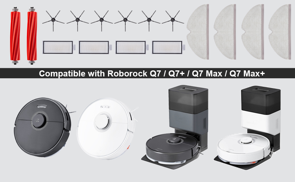 Комплект аксесуарів для Roborock Q7/ Q7 / Q7 Max / Q7 Max запчастини для пилососа включає в себе 2 основні щітки 4 серветки 4U, 16 шт.