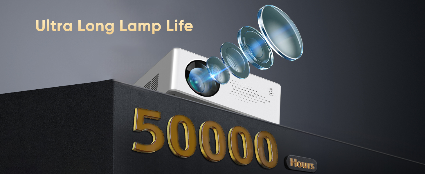 Mini проєктор Bluetooth Full HD 1080P: портативний проєктор для iOS, Android, Windows з пульт, 50% зум