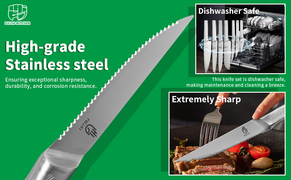 Набір кухонних ножів Fullhi 14 предметів з бруском для заточування, набір кухонних ножів з блоком, преміум якість (срібляста сталь)