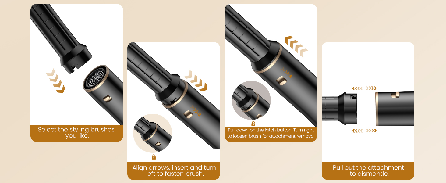 UKLISS Hairstyler 6 в 1: Професійний набір для укладки волосся (фен-щітка, плойка, випрямляч) 1000W, срібно-золотий