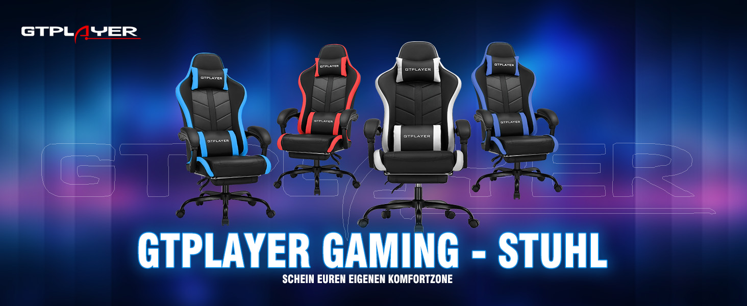 Ігровий крісло GTPLAYER з підніжкою, білий, PU шкіра, 150 кг, ергономічний, для геймерів