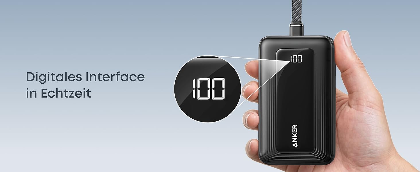 Powerbank Anker Zolo (2025 Upgrade) 20000mAh 30W з USB-C кабелем. Підходить для iPhone, Galaxy та інших пристроїв. Білий