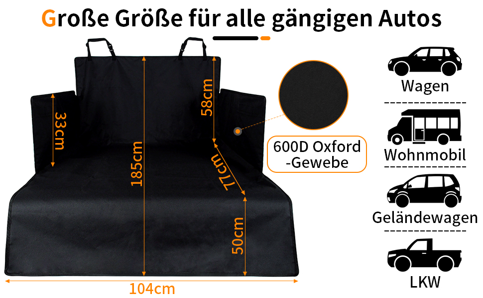 Килимок для захисту багажника з боковинами, захист багажника для собак, водонепроникний і легко миється-універсальне автомобільне ковдру для собак заднє сидіння