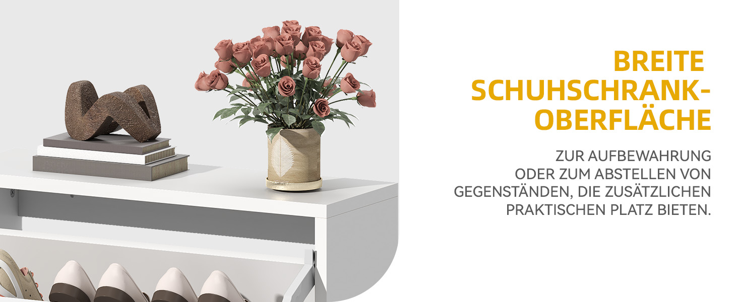 Шафа для взуття DWVO з 3 висувними ящиками, регульована перегородка, для прихожого, вітальні, біла