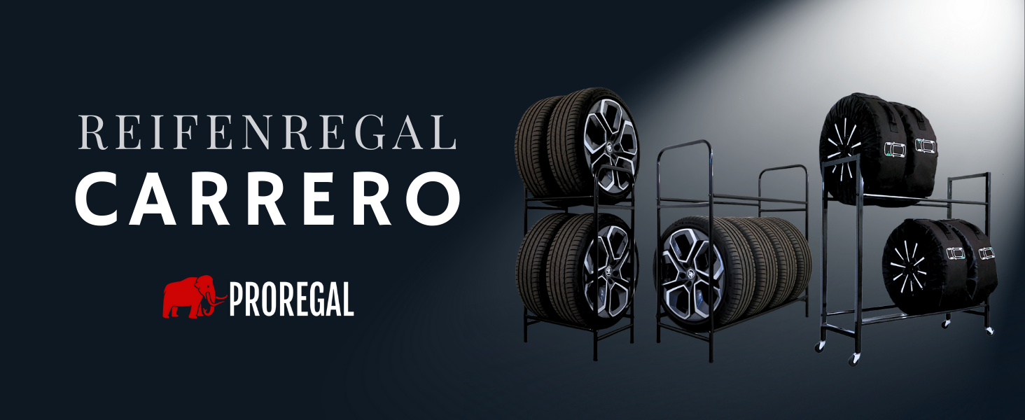 Стелаж для шин PROREGAL CARRERO 104x55x40 см - 8 шин, 2 рівня, чорний
