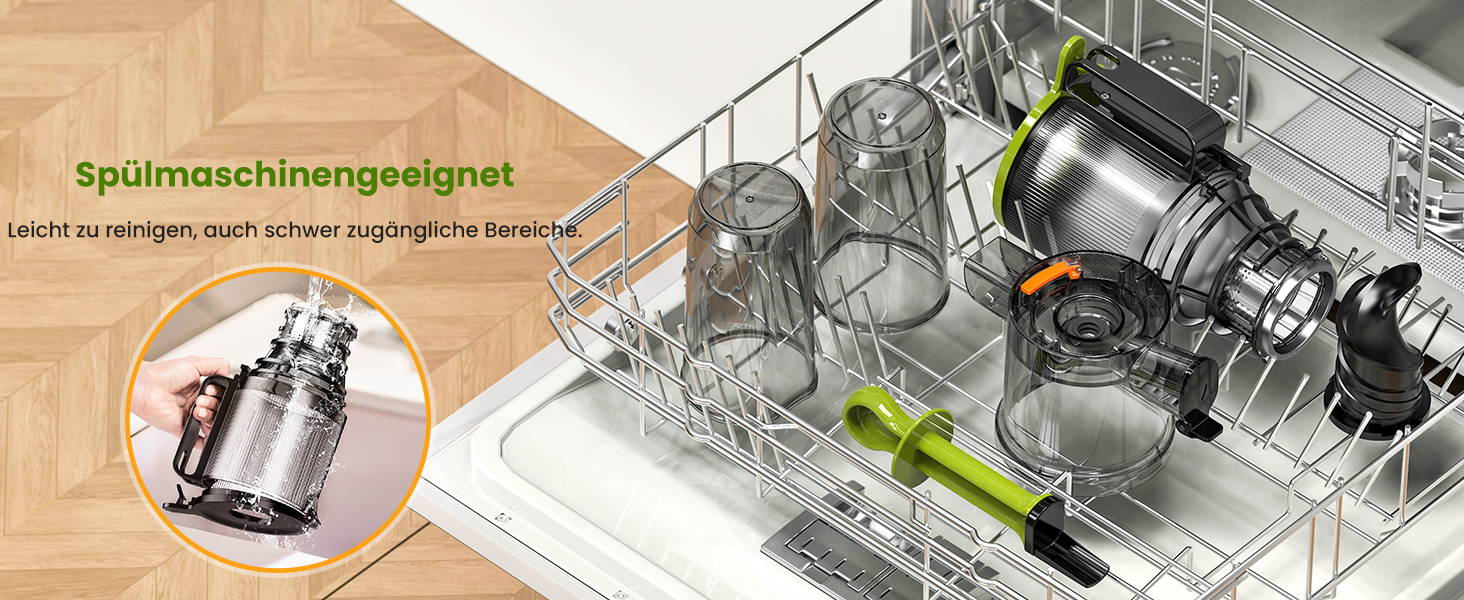 LINKChef Швидковичавник Slow Juicer: холодний віджим, для овочів та фруктів, легко миється, BPA Free, 200W (зелений)