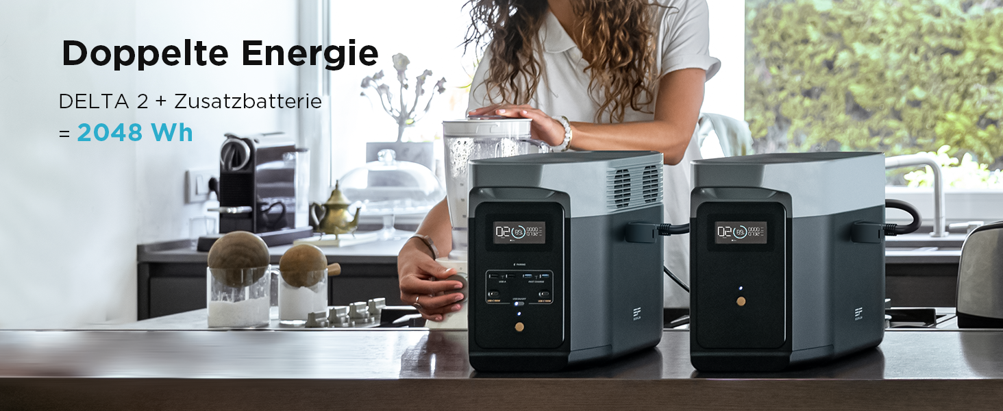 Електростанція EcoFlow DELTA 2: портативна, 1024Wh, LiFePO4, сонячний генератор, розширювана до 3kWh, швидка зарядка, для кемпінгу та дому