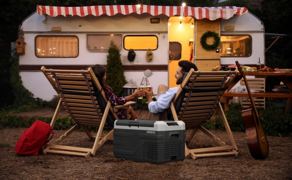 Автомобільний компресор-холодильник Arebos 26л з Wi-Fi та USB: -20°C, 12/24V/230V для авто, кемпінгу