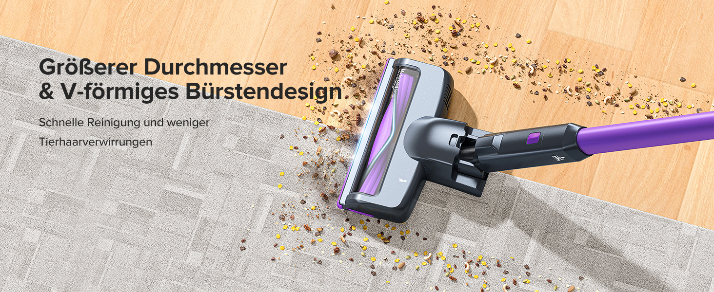 Акумуляторний пилосос Lubluelu бездротовий 25000 Па, портативний вертикальний та ручний пилосос для шерсті тварин, килимів та підлоги, фіолетовий