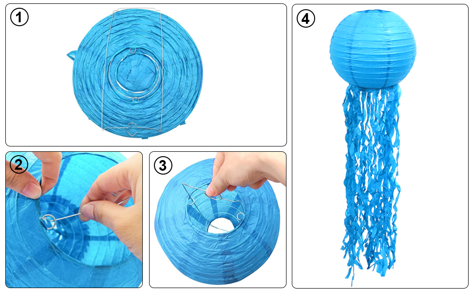 Ліхтарик з медузи паперові ліхтарики 8 шт. для вечірки русалок і прикраси на тему океану (синій)