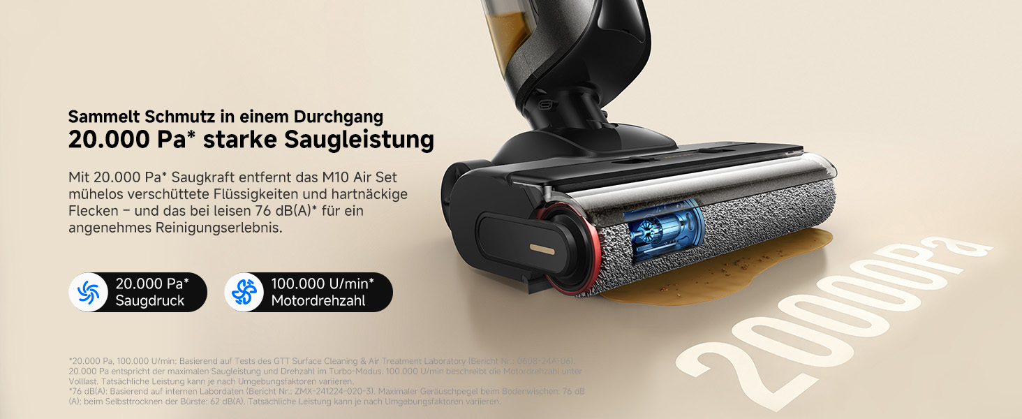 Mova M50 Ultra: Пилосос для сухого та вологого прибирання з роботом-рукою, 22000 Па, чорний (M10 Air Set)