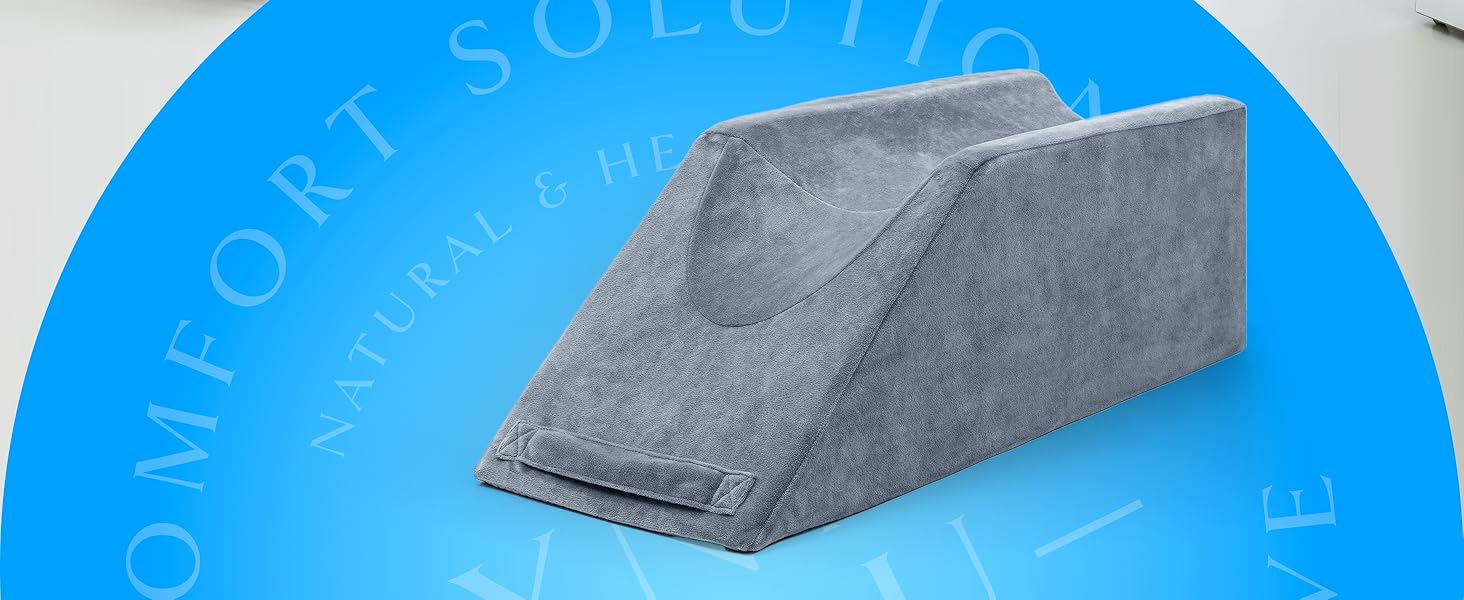 Подушка для підняття ніг клиновидна з ефектом пам'яті (Memory Foam), 68x25x22 см — ортопедична підставка для ніг після операцій, колін та гомілковостопного суглоба, з антиковзаючим покриттям та знімним чохлом OEKO-TEX