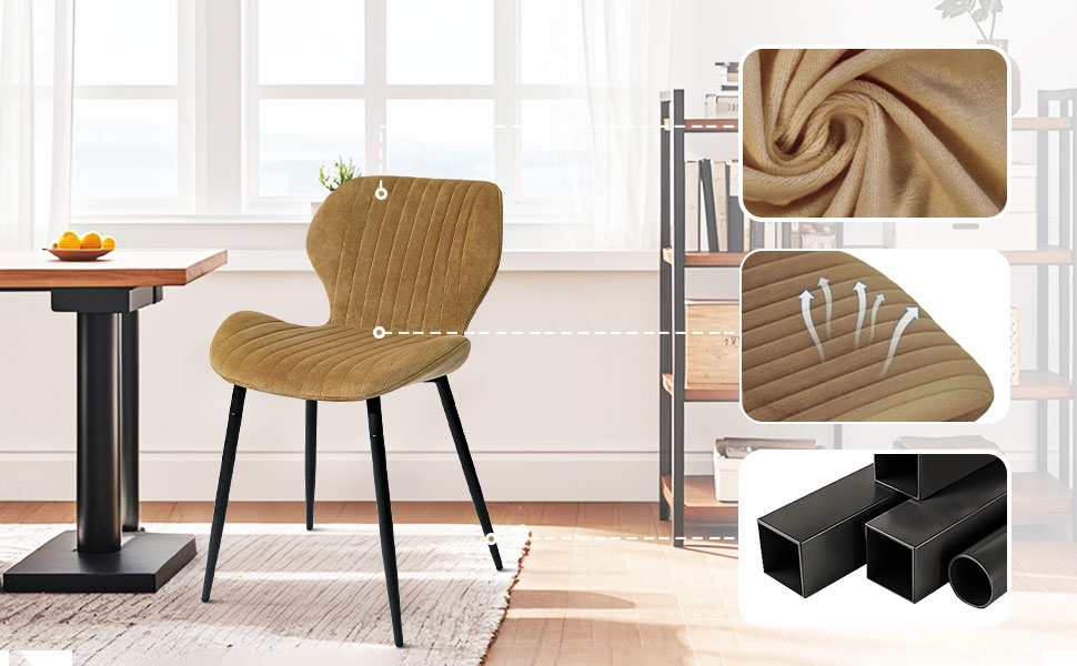 Набір з 2-х обідніх крісел CangLong, м'який крісло-релакс для кухні, їдальні та вітальні, гостьові крісла з масивними дерев'яними ніжками (колір: коричневий)