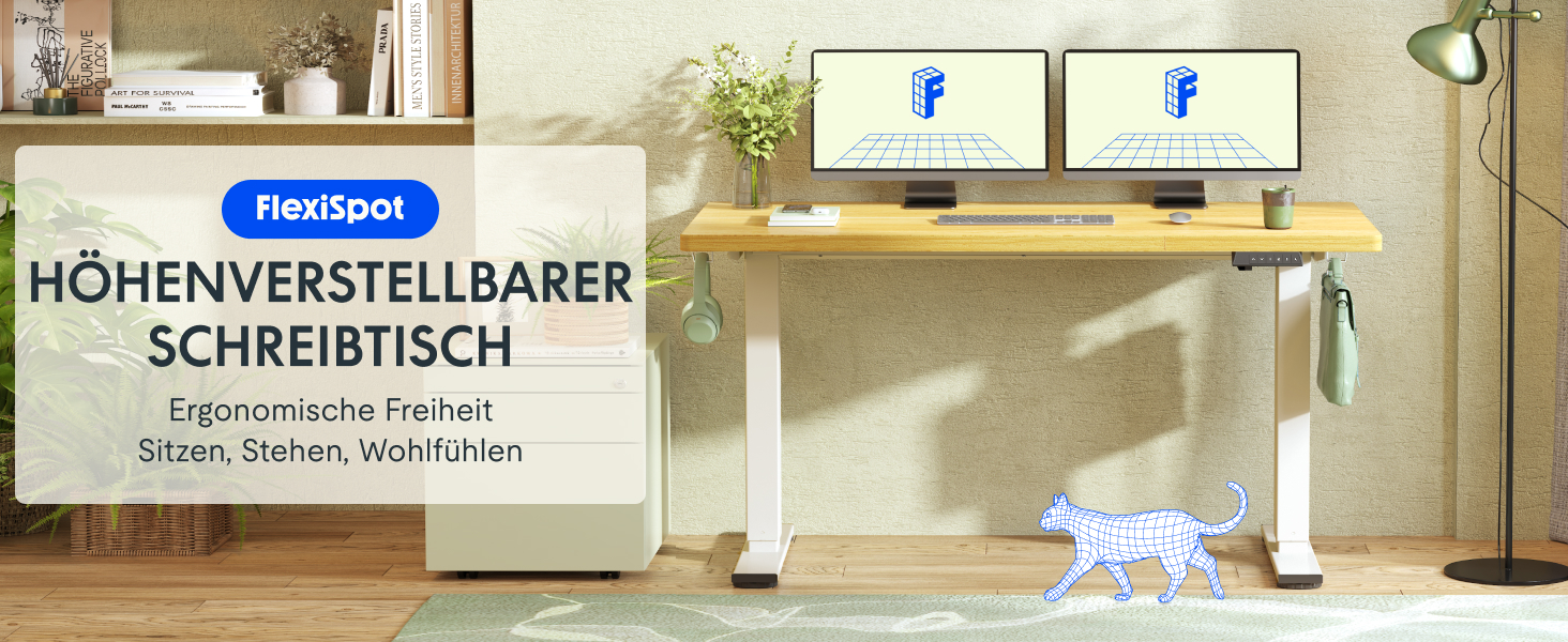 Регульований за висотою стіл FLEXISPOT 160x80 см з гачками, з суцільною стільницею 25 мм, ергономічний стіл з LED-дисплеєм висоти та функцією пам'яті (береза, білий). Структура береза+білий (160 x 80 см, білий+м'який білий)