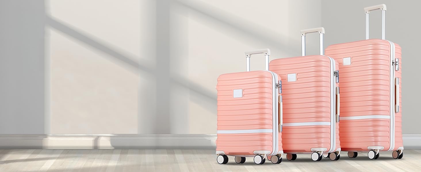 Набір дорожніх валіз Joyway з ABS-пластику, розширюваний чомодан-тролей з TSA-замком та 4 колесами, комплект з дорожньою сумкою та косметичкою, Зелений