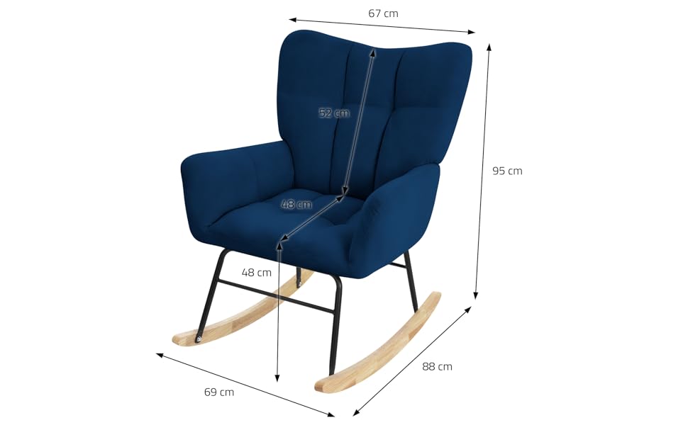 Крісло-гойдалка ML-Design з оббивкою під фліс, дерев'яні полози, блакитне. Крісло для відпочинку в вітальню, спальню або на балкон